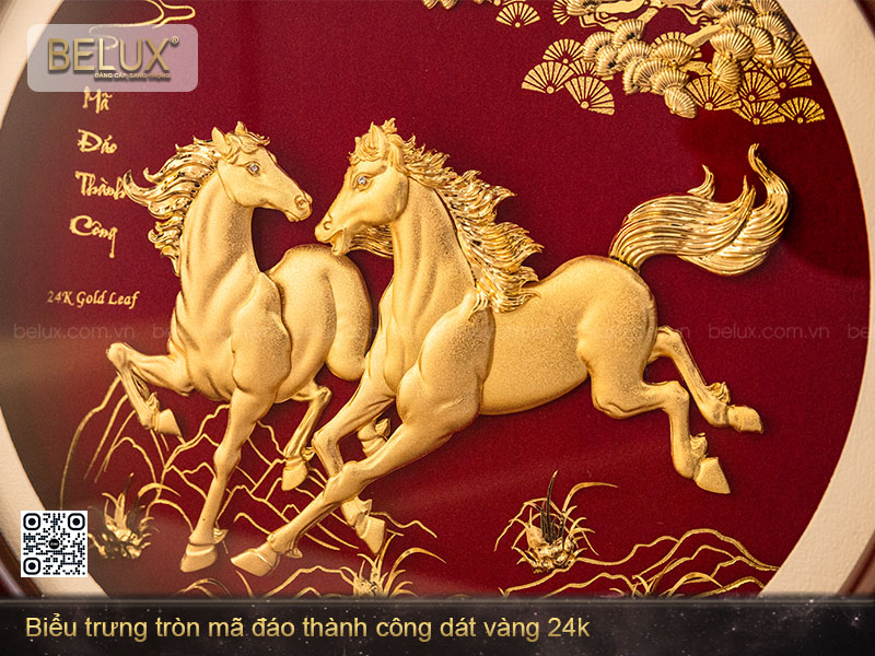 Biểu Trưng Tròn Mã Đáo Thành Công Dát Vàng 24k